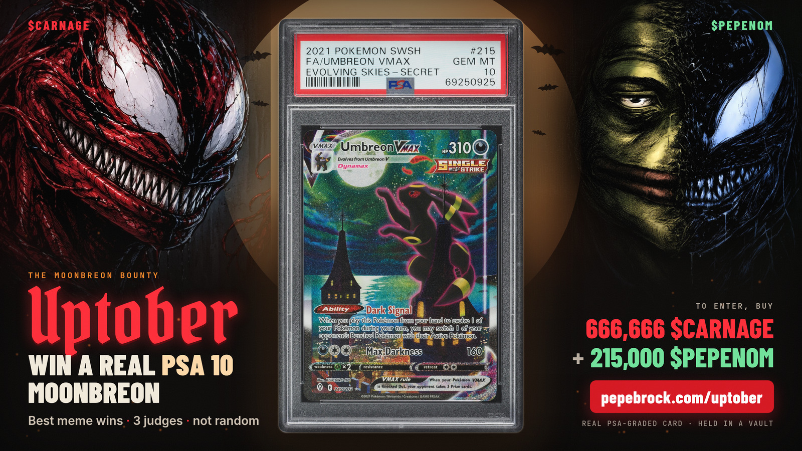 Uptober: Pepe Brock and Carnage with the PSA 10 Umbreon VMAX #215/203 slab